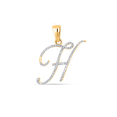H Letter Inital 10K Yellow Gold & Diamond Pendant